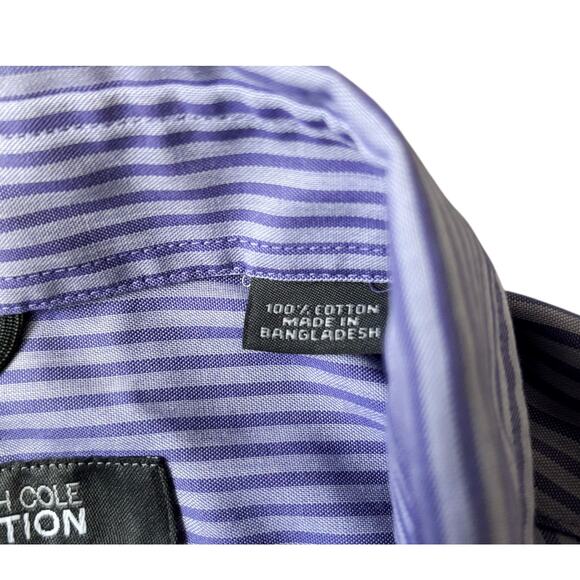 Kenneth Cole Reaction Purple Striped Button-Down Mens Size XXL - Picture 2 of 7